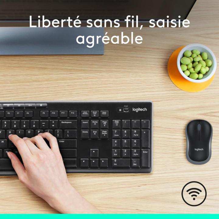 Logitech Wireless Combo MK270 - Clavier AZERTY FR, souris optique 2,4 
