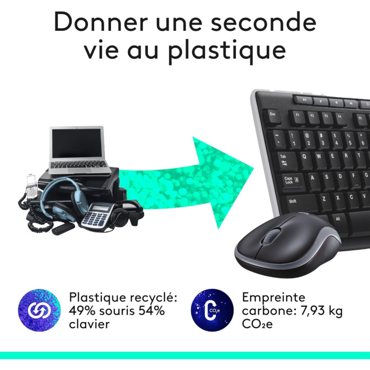 Logitech Wireless Combo MK270 - Clavier AZERTY FR, souris optique 2,4 