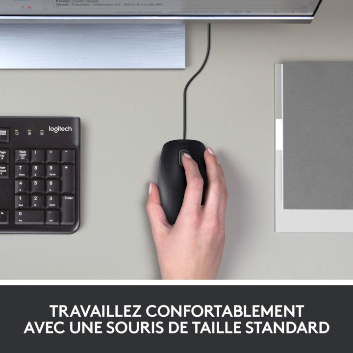 Logitech B100 Souris optique filaire - ambidextre, 800 dpi, USB
