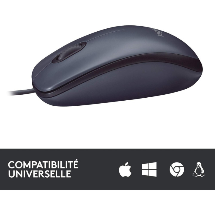 Logitech B100 Souris optique filaire - ambidextre, 800 dpi, USB