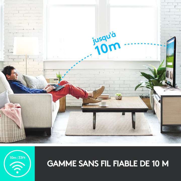 Logitech K400 Plus - Clavier AZERTY sans fil avec pavé tactile noir