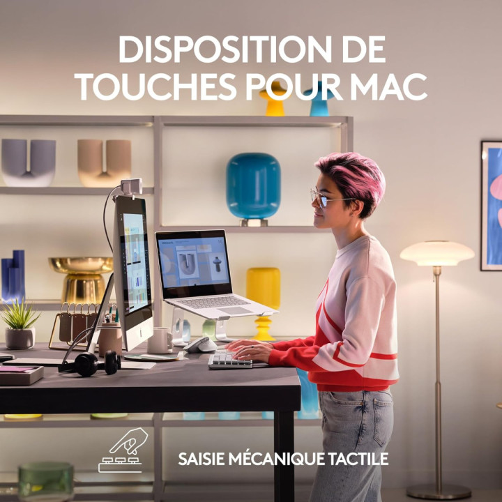 Logitech MX Mechanical Mini - Clavier mécanique AZERTY Mac, rétroéc