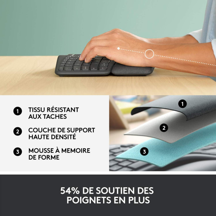 Logitech ERGO K860 - Clavier sans fil ergonomique AZERTY