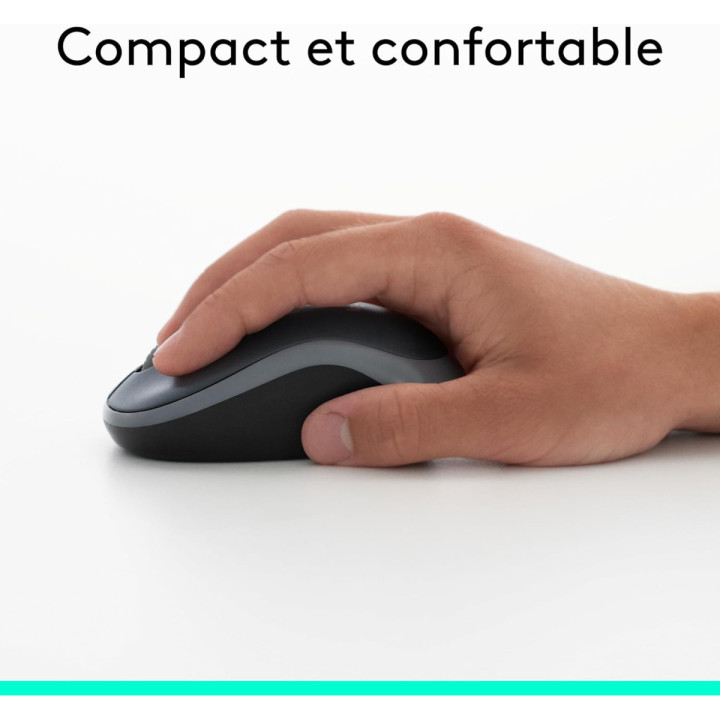Logitech M185 - Souris sans fil 2.4 GHz, 1000 DPI, optique, USB, gris/