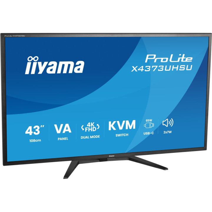 Iiyama ProLite X4373UHSU-B2 - Écran 43" 4K VA, HDMI/DP/USB-C, HDR10, 