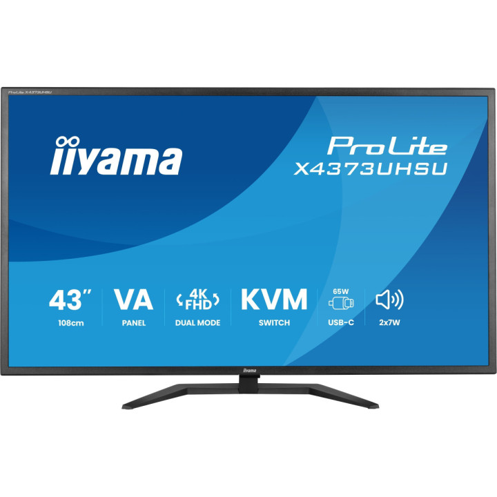 Iiyama ProLite X4373UHSU-B2 - Écran 43" 4K VA, HDMI/DP/USB-C, HDR10, 