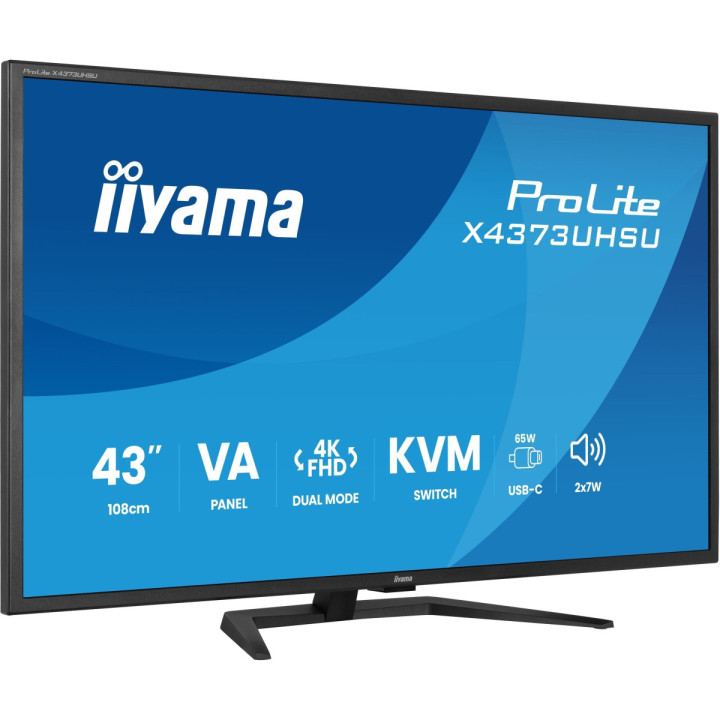 Iiyama ProLite X4373UHSU-B2 - Écran 43" 4K VA, HDMI/DP/USB-C, HDR10, 